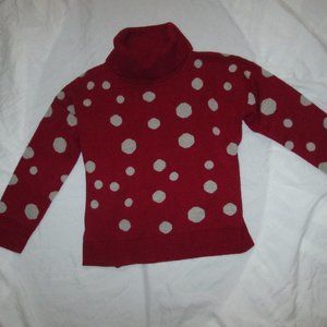 MAYORAL Chic deep red grey polka dot turtleneck sweater